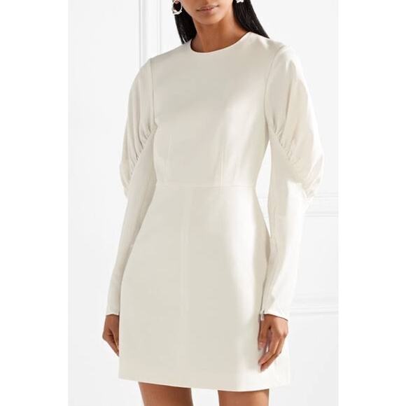 Tibi Florence White Long Puff Sleeve Mini Dress Size 2 - Picture 2 of 13